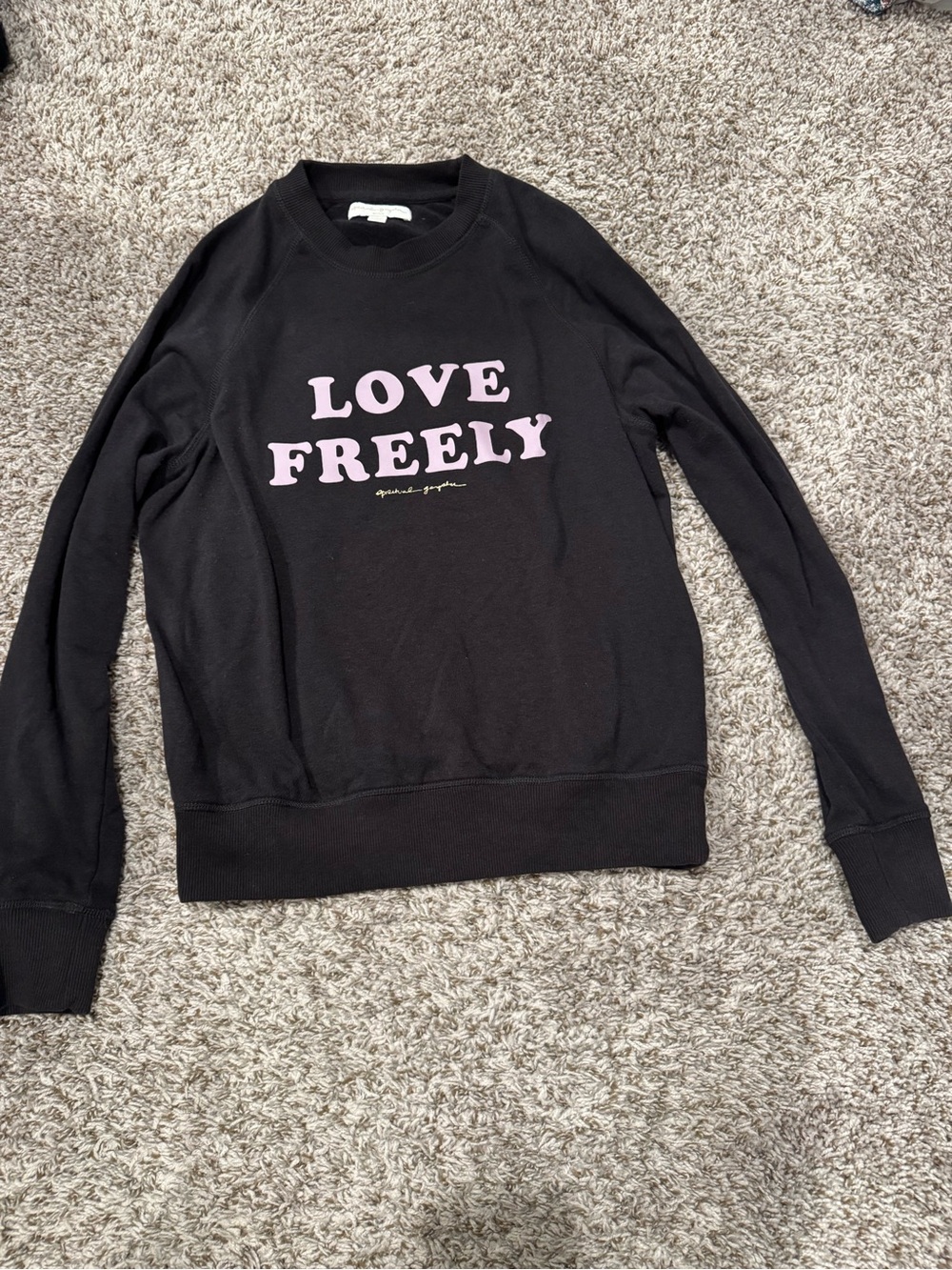 Spiritual Gangster Black Sweatshirt with Pink "LOVE FREELY" Graphic